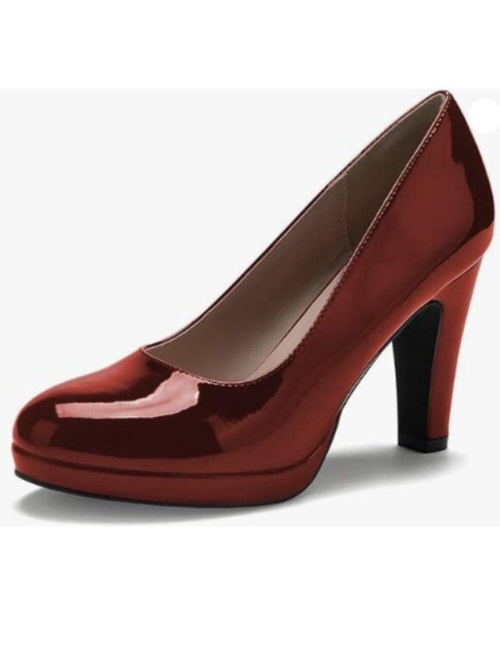 miss left Women's Low Platform High Chunky Heels Slip On Closed Round Toe Pump